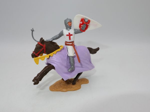 Timpo Toys Kreuzritter 1. Version zu Pferd, mit Morgenstern + Schild