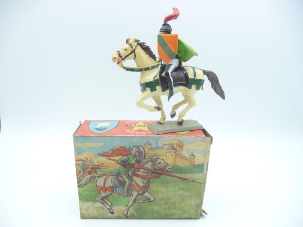 Starlux Ritter mit Schwert, Schild + Umhang auf galoppierendem Pferd
