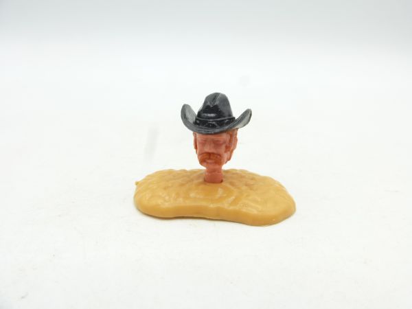 Timpo Toys Cowboy head 4th version, brown hair/moustache