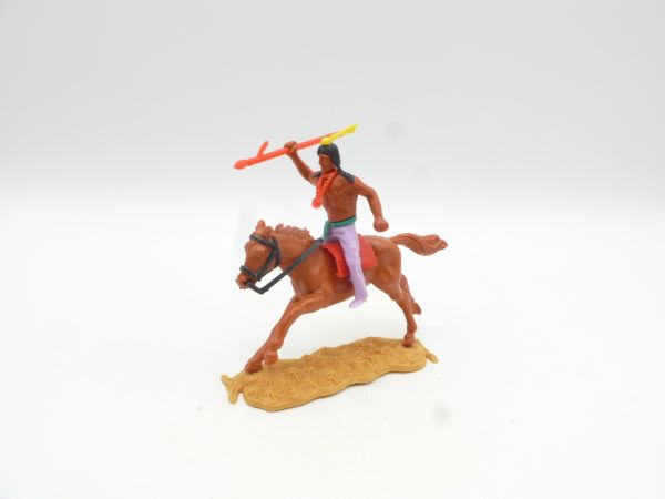 Timpo Toys Indian 2nd version on horseback with thick red spear