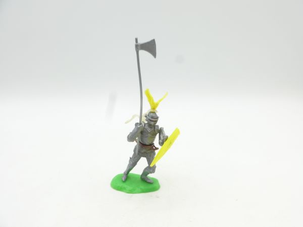 Elastolin 5,4 cm Knight standing with long battle axe, yellow accessories
