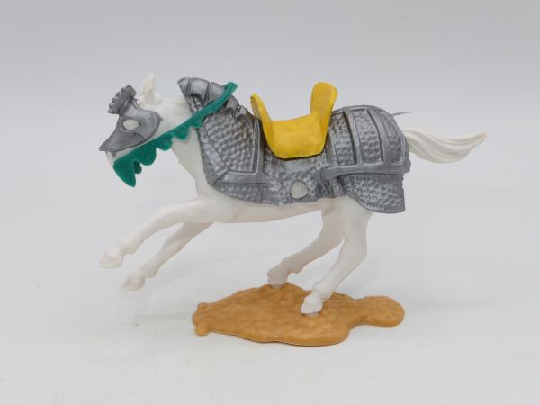 Timpo Toys Armoured horse, white, galloping - rare posture/colour