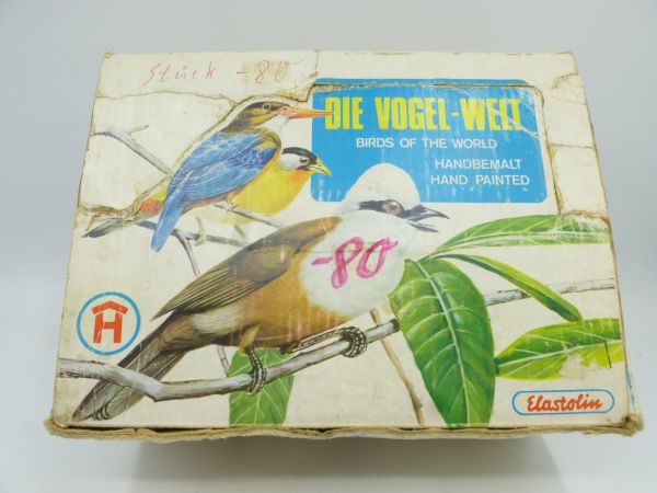 Elastolin Weichplastik Schüttkarton "Die Vogel-Welt" - Leerkarton mit Lagerspuren