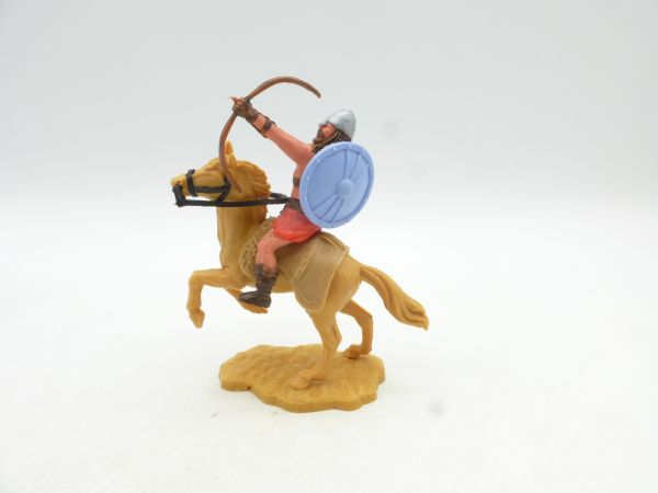Timpo Toys Wikinger reitend, Bogenschütze mit hellblauem Schild