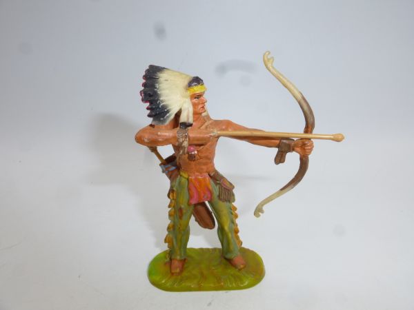 Elastolin 7 cm Indianer stehend mit Bogen, Nr. 6829, Bem. 2a - Top-Zustand