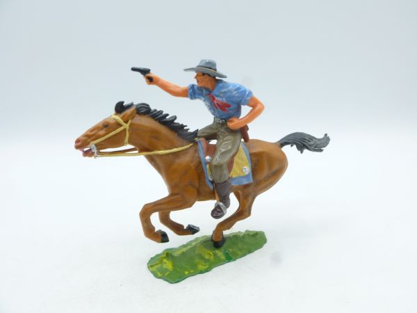 Elastolin 7 cm Cowboy on horseback with pistol, No. 6992