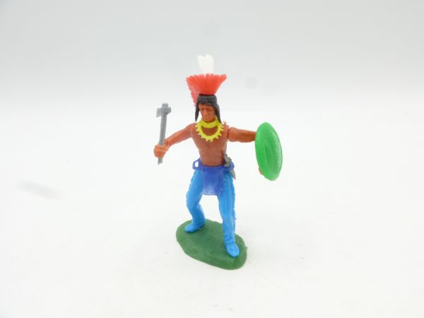 Elastolin 5,4 cm Iroquois standing with tomahawk + shield (+ further weapon)