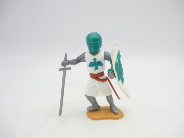 Timpo Toys Mittelalterritter mit Schwert, weiß/grün, grüner Kopf