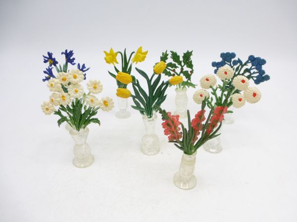 8 bouquets in vases