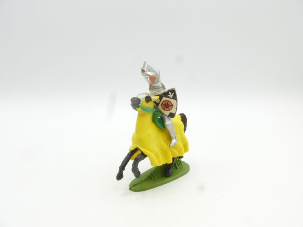 Britains Swoppets Knight riding with sword + shield, yellow blanket (HK)