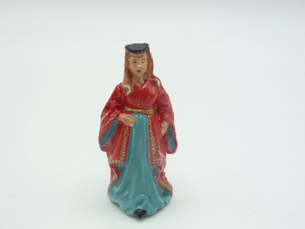 Merten 4 cm Hofdame mit rot/blauem Kleid - schöne Figur, tolle Bemalung
