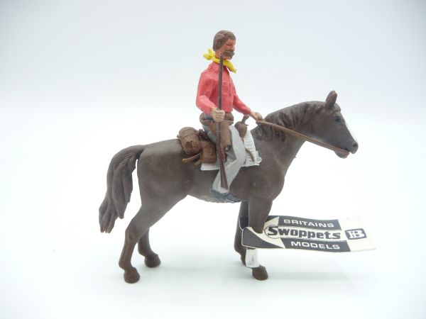Britains Swoppets cowboy riding, holding rifle - top condition