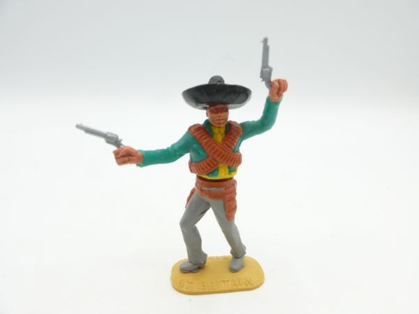 Timpo Toys Mexikaner stehend, 2 Pistolen wild schießend, grün/gelb