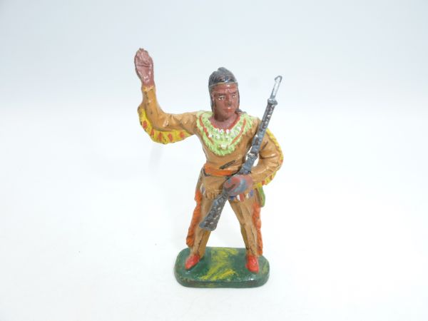 Elastolin composition Winnetou with silver rifle, hand up - nice figure