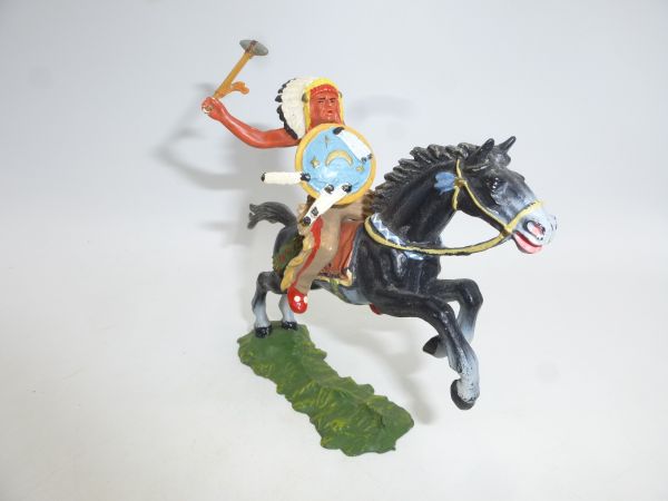 Elastolin 7 cm Indian on horseback with stone axe, painting 2
