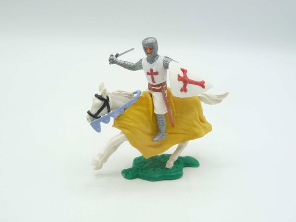 Timpo Toys Crusader 1st version on horseback, lunging with sword at side