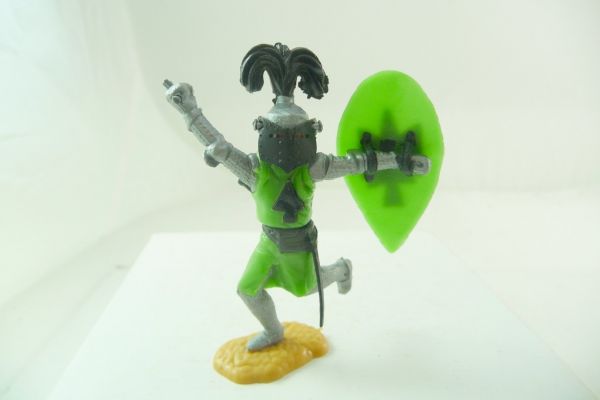 Timpo Toys Visierritter stehend, grün/schwarz - Schildschlaufen ok