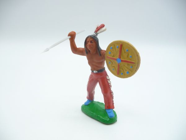 Indian standing, throwing spear with shield - as good as new