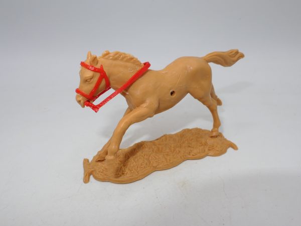 Timpo Toys Pferd, beige, rote Zügel - langlaufend