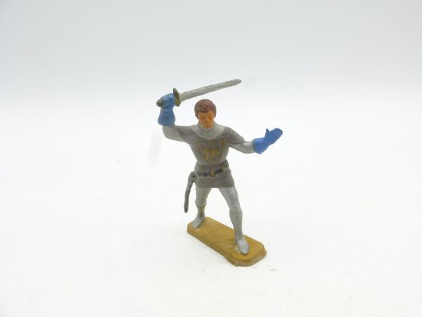 Starlux 4 cm Ritter mit Schwert ausholend, silber/grau