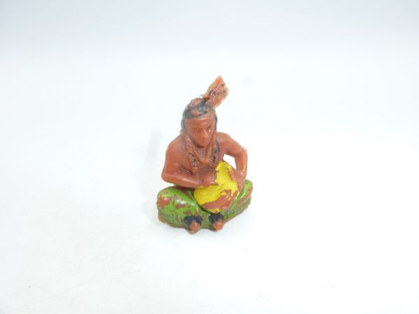 Timpo Toys Solid: Indianer sitzend mit Schüssel - sehr seltene Figur