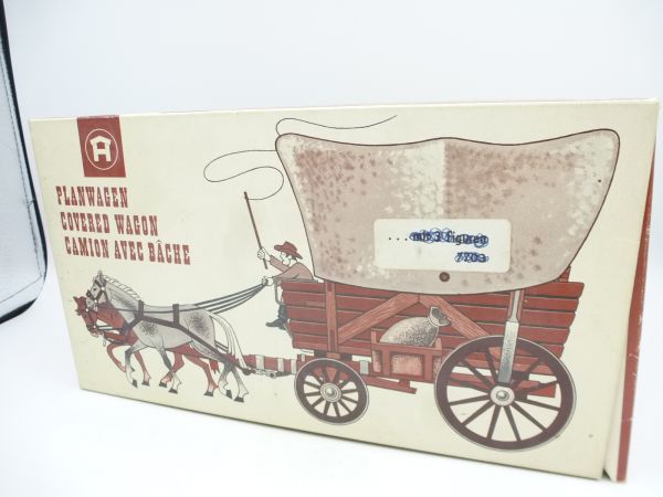 Elastolin 7 cm Covered wagon with 2 horses - orig. packaging, carriage unused