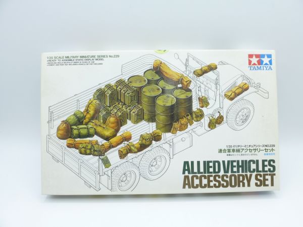 TAMIYA 1:35 Allied Vehicles Accessory Set, No. 35229.700 - orig. packaging, parts on cast in bag