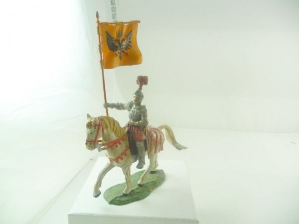 Elastolin 7 cm Bannerträger auf Schrittpferd, Nr. 9085 - tolle Figur