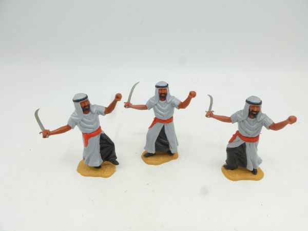 Timpo Toys 3 different Arabs standing with sabre, silver-grey