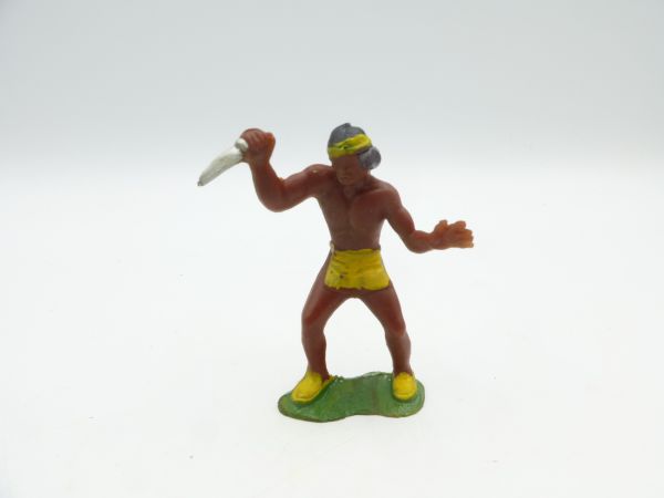Heimo Indian standing fighting with knife, darker skin (hard plastic)