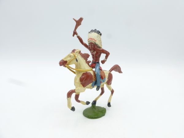 Merten Indian riding on mustang with club - very early figure