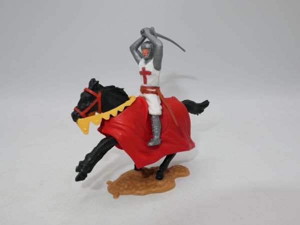 Timpo Toys Kreuzritter 2. Version zu Pferd, beidhändig schlagend