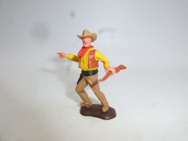 Timpo Toys Cowboy 2. Version mit Gewehr, zeigend, braune Bodenplatte
