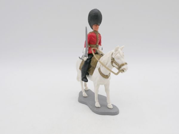 Timpo Toys Guardsman / officer on horseback (white), holding up sabre at side