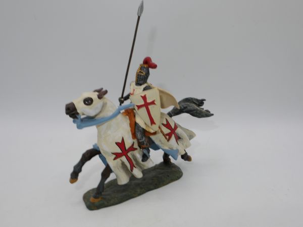 Lineol Duscha Crusader on horseback with shield, lance + cloak (7 cm / 1:24)
