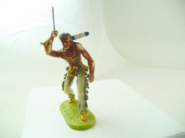 Elastolin 7 cm (beschädigt) Indianer richtig Tomahawk werfend, Bem. 1