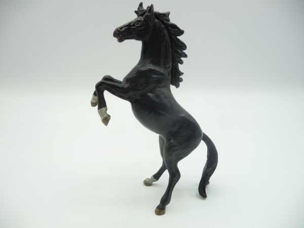 Elastolin Pferd aufgebäumt, schwarz