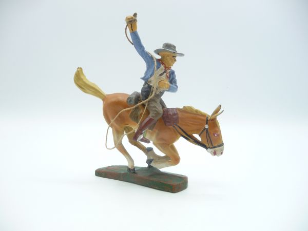 Elastolin Masse Cowboy zu Pferd mit Lasso, Nr. 6998 - altersentsprechender Zustand