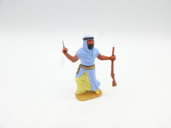 Timpo Toys Arab variation on foot with sabre + rifle, light blue