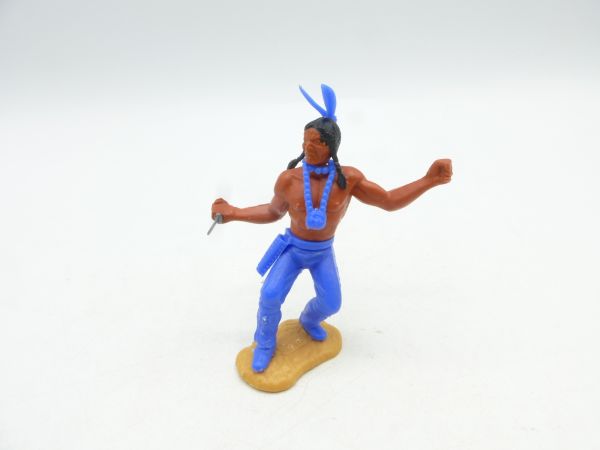 Timpo Toys Indian 3rd version with knife - rare blue feather