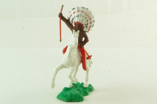 Crescent Indian riding / Indian chief with spear and tomahawk