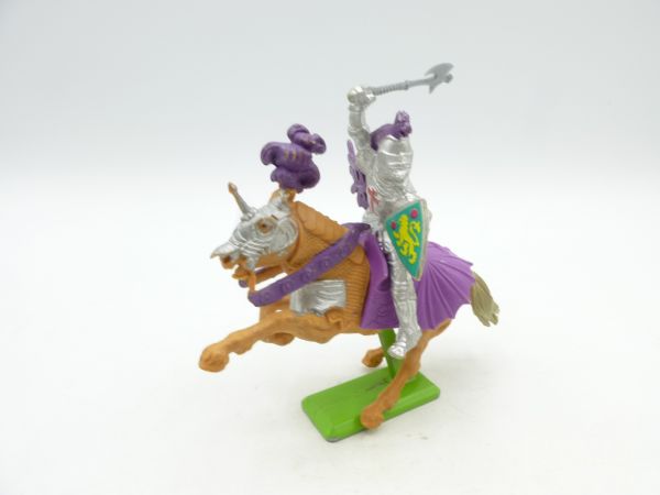 Britains Deetail Knight riding striking with battle axe + shield