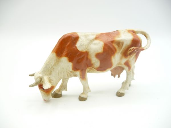 Elastolin Cow grazing, white/brown - great painting