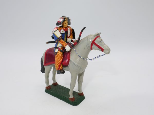 Samurai reitend (Metall, 9 cm Gesamthöhe) - Top-Zustand, alte Figur