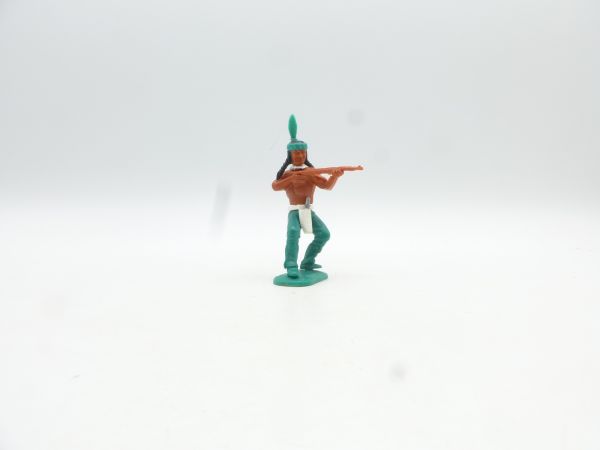 Timpo Toys Indianer 3. Version (großer Kopf) stehend, Gewehr schießend