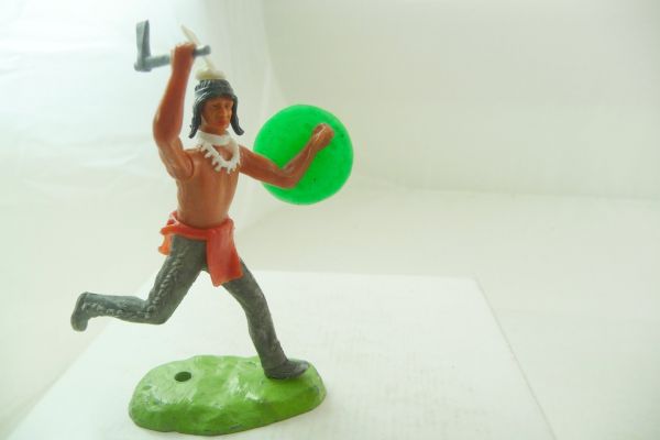 Elastolin 7 cm Indianer laufend mit Tomahawk + Schild