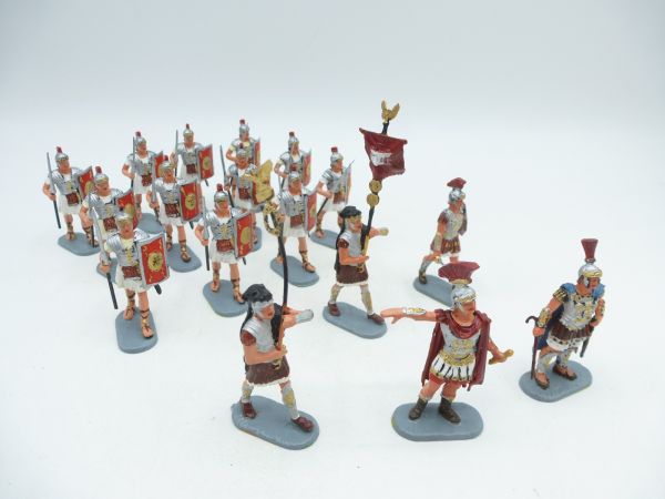 Elastolin 4 cm Beautiful Roman procession with 17 figures - great colour transformation