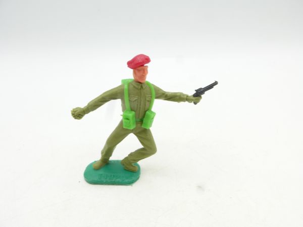 Timpo Toys Engländer 1. Version stehend mit Pistole, rotes Barett