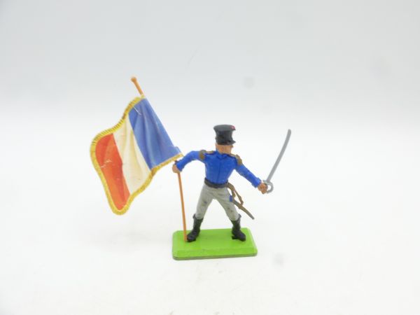 Britains Deetail Waterloo: Franzose stehend mit Fahne + Säbel