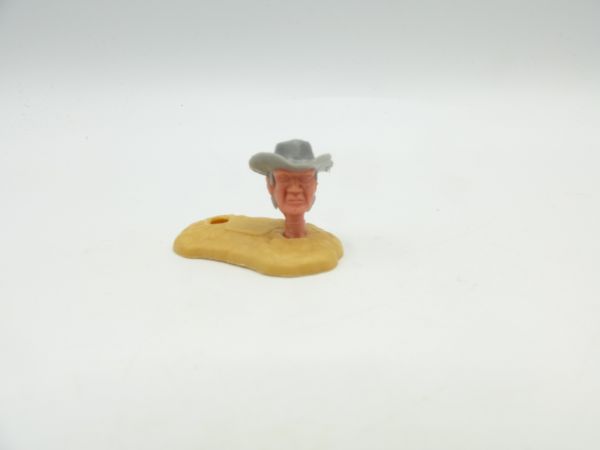 Timpo Toys Cowboy head 3rd version, grey hat, grey hair - very rare